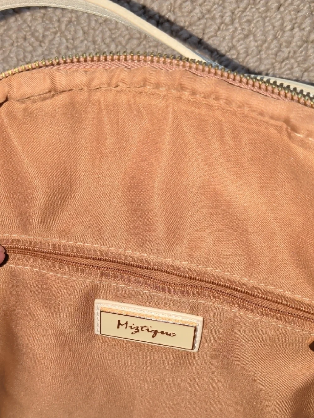Beige Cork With Gold Flecks Mini Backpack with Cream Trim